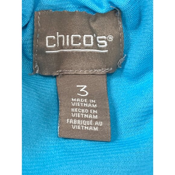 Chico’s Blue White Abstract High Low Mesh Midi Skirt Size XL 3 Work Style - Picture 5 of 9